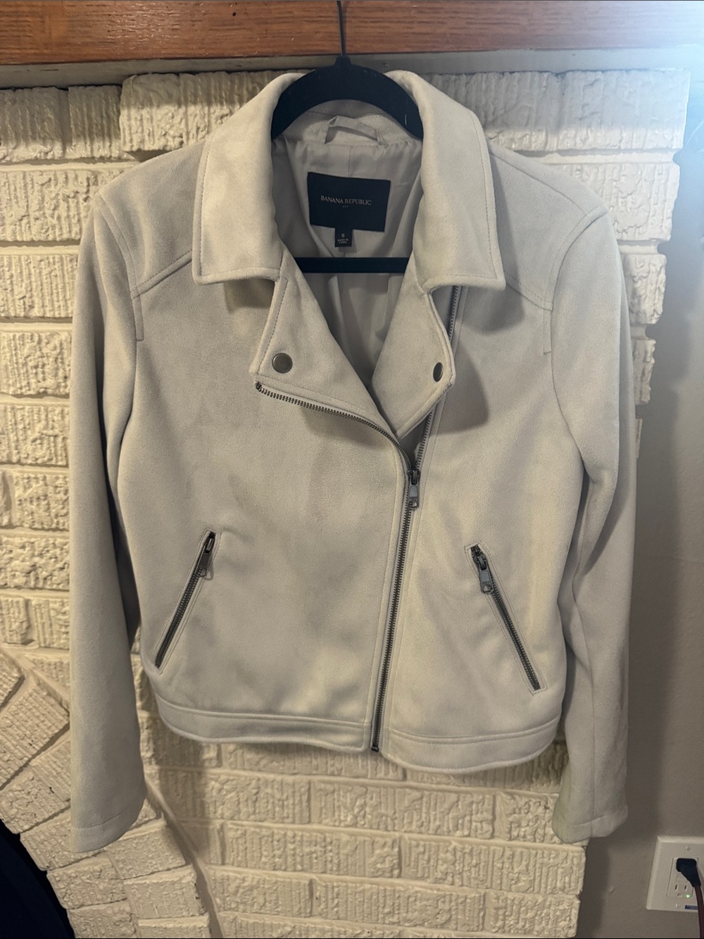 Banana Republic Women's Pale Gray Suede Moto Jacket